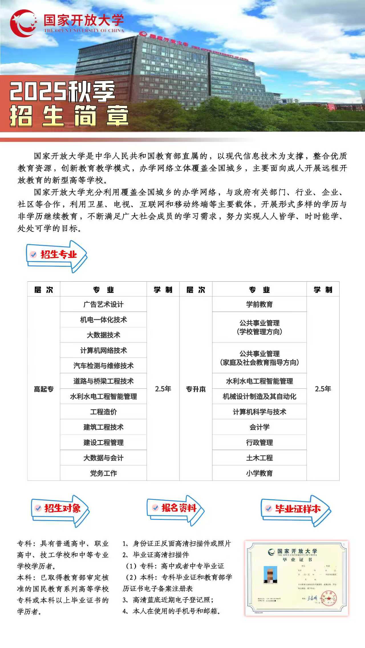 国家开放大学2025年秋季招生：免试入学报名进行中(图1)